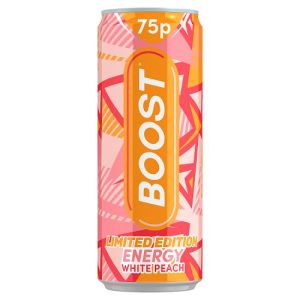 Boost Energy White Peach 250ml 75p
